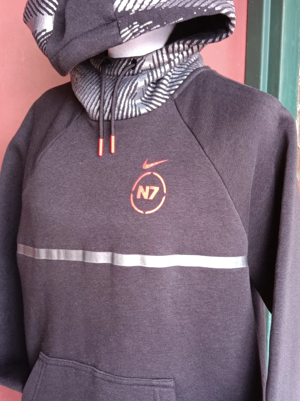 Nike Black Pullover Hoodie with Red Logo